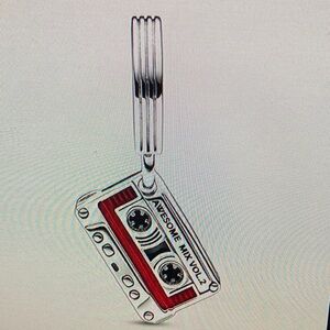 Pandora Silver and Red Cassette Tape Bracelet Charm
